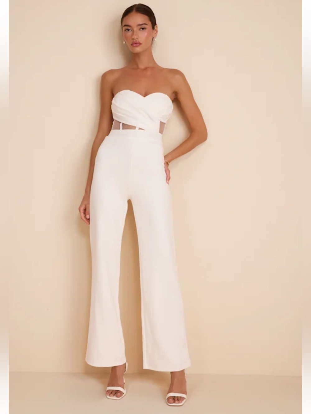 Lulus Surely Stunning Strapless Bustier Jumpsuit White - Picture 13 of 16